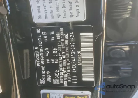 2015 Kia Optima Sx z USA, uszkodzony, nr VIN 5XXGR4A63FG371224